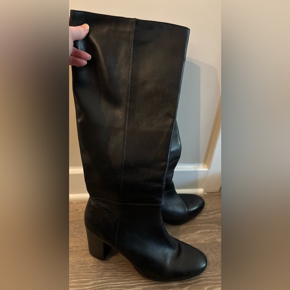 Ann Taylor Black Leather Knee-High Boots
